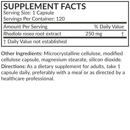 Futurebiotics Rhodiola Rosea Pulver – Adaptogenes Kraut, Vegetarische Kapseln, 120 Stück