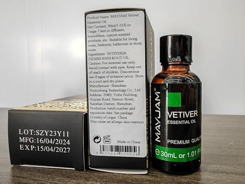 MAYJAM Vetiver Ätherisches Öl 30ml - Reines Vetiveröl für Aromatherapie, Kerzen & Seifen (1,01 FL.OZ)