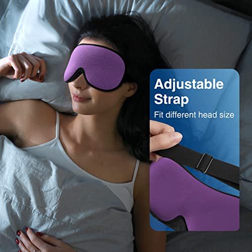 YFONG Gewichtete Schlafmaske, 3D Augenmaske mit Memory-Schaum zur Lichtblockierung, Druckentlastung, verstellbarer Riemen, für Reisen, Nickerchen, Yoga, Lila (120g)