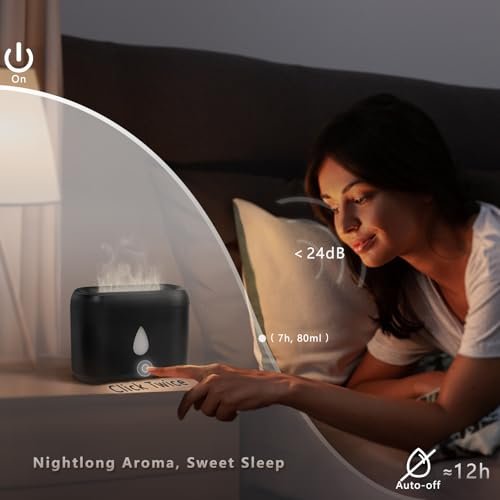 Duftdiffuser für ätherische Öle, 200ml Ultraschall Aromadiffuser mit Kaltnebel, Aromatherapie Diffuser mit automatischer Abschaltung, kleiner Luftbefeuchter für Zuhause, Büro, Schlafzimmer, Geschenk (Schwarz)