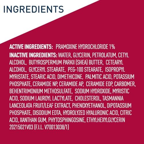 CeraVe Feuchtigkeitscreme mit Juckreizlinderung, Anti-Juckreiz Creme mit Pramoxin-Hydrochlorid, Lindert juckende Haut bei leichten Hautreizungen, Sonnenbrandlinderung, Insektenstiche, Duftstofffrei, 16 Unzen