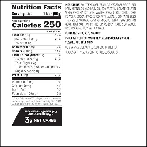 Atkins Chocolate Peanut Butter Protein Meal Riegel – Hoher Eiweißgehalt, ballaststoffreich, wenig Zucker, keto-freundlich, 12er Pack