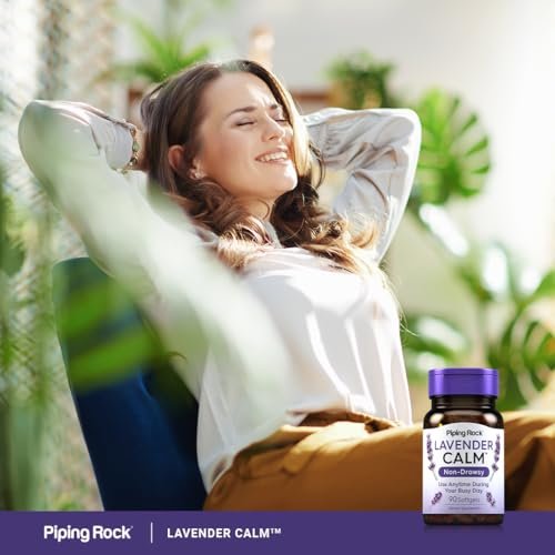 Piping Rock Lavendel Beruhigungs-Kapseln | 90 Softgels | Nicht müde machendes Nahrungsergänzungsmittel | Non GMO, Glutenfrei