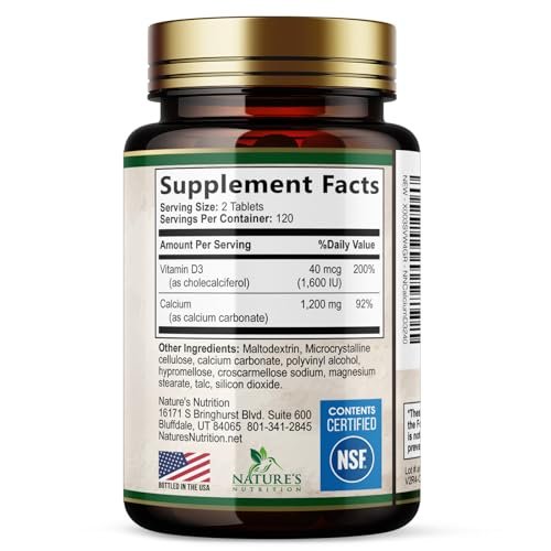 Calcium 1200 mg mit Vitamin D3 - pro Portion - Knochengesundheit Nahrungsergänzung - Vitamin D & Calcium Kapseln für Frauen & Männer - Knochenstärke Unterstützung - Natürliche Calcium Tabletten - Hergestellt in den USA - 240 Tabletten