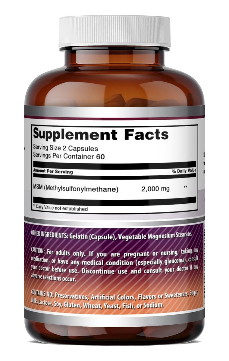 Amazing Formulas MSM (Methylsulfonylmethan) Nahrungsergänzungsmittel | 2000 mg pro Portion | Kapseln | Non-GMO | Glutenfrei | Hergestellt in den USA (120 Kapseln | Packung mit 1)