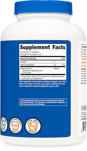 Nutricost Bambus-Extrakt, 400 mg, 240 Kapseln - Vegan, Glutenfrei & Nicht-GVO - 120 Portionen mit 800 mg