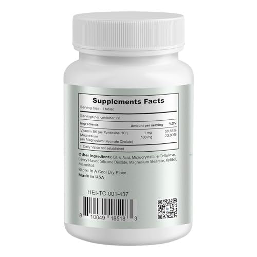 Heivy Kids Beruhigungsergänzung mit Magnesiumglycinat 100 mg & Vitamin B6 – Unterstützt Ruhe & Entspannung, für Kinder ab 4 Jahren, 60 Portionen, vegan, glutenfrei, hergestellt in den USA