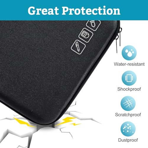 ProCase Diabetiker-Zubehör Hartschalen-Reisetasche, Aufbewahrungstasche für Blutzuckermessgerät, Insulinpen, Teststreifen, Spritzen, Nadeln und mehr - Schwarz