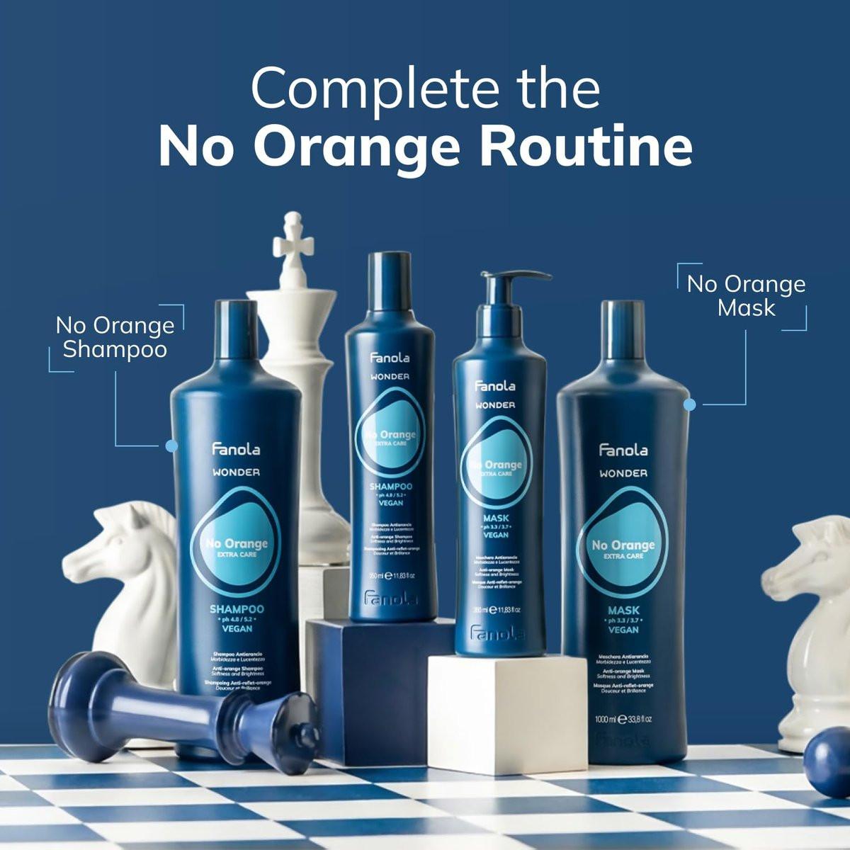 Fanola Wonder Blue Shampoo für Brünette – Farbshampoo für hellbraunes bis platinblondes Haar – neutralisiert Orange- und Messingtöne – vegan & sulfatfrei (1 Liter)