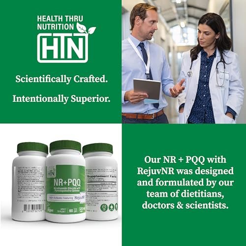 NAD+ Aktivator mit NR und PQQ | 300 mg Nicotinamid-Ribosid + 20 mg PQQ | Mitochondrien-Maximierer | Non-GMO | 60 Kapseln