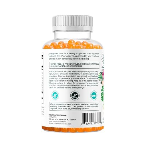 Vitamatic Hydrolyzed Collagen Gummis mit Vitamin C, Zink und Biotin, 200 mg – Gesunde Hautunterstützung – 60 Gummis