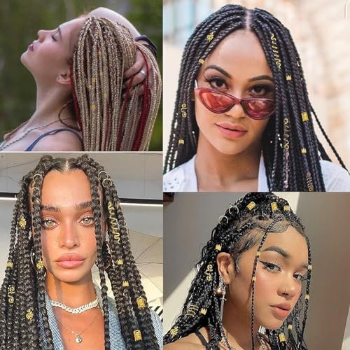 220-teiliges Gold-Haarschmuck-Geflecht, Tuefuzy Haaraccessoires, Dreadlock-Zubehör, Metall-Gold-Zöpfe, Ringe, Manschetten, Clips für Schmuckdekorationen