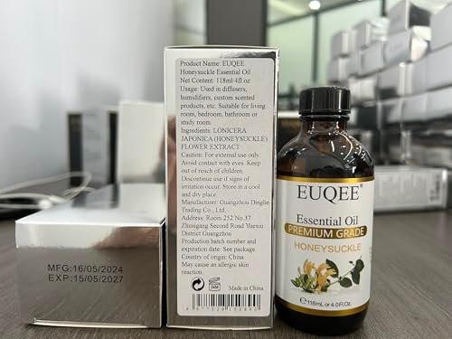 EUQEE Geißblatt (Honeysuckle) Ätherisches Öl 118ml – Reines Premium-Öl mit Glaspipette für Diffuser, DIY-Seifen- und Kerzenherstellung – 4 Fl. Oz.