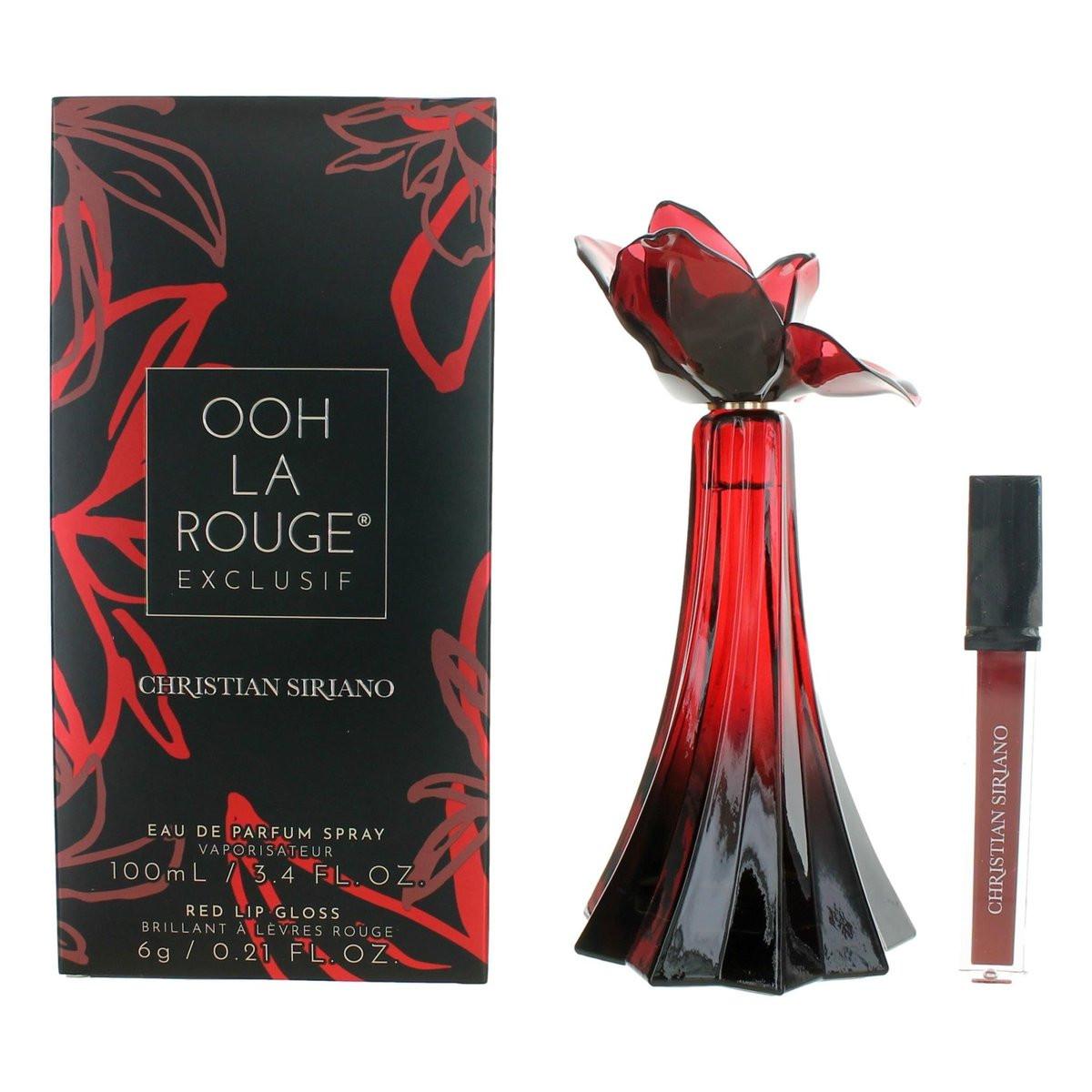 Christian Siriano Ooh La Rouge Exclusif für Damen – 2-teiliges Geschenkset mit 3,4 oz Eau de Parfum Spray und 0,21 oz rotem Lipgloss