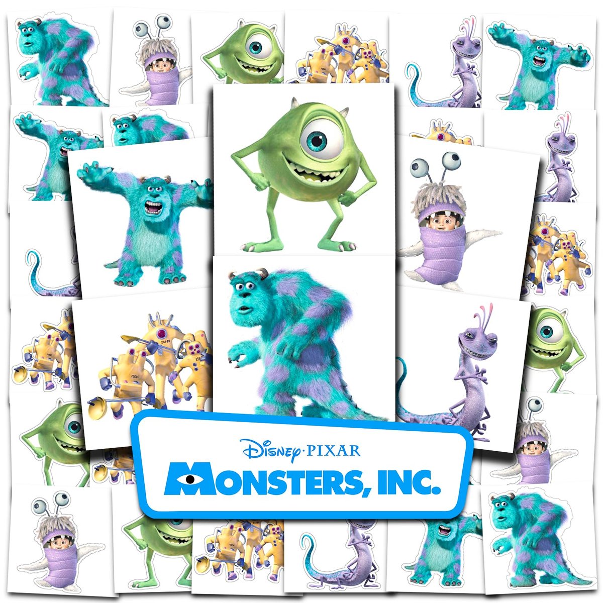 Disney Monsters Inc. Temporäre Tattoos für Kinder – 72 Stück, 2x2 Zoll, Partytütenfüller