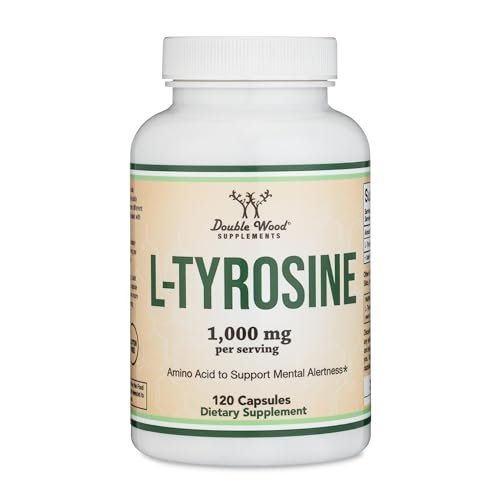 L-Tyrosin 1.000 mg pro Portion, 120 vegane Kapseln – Nahrungsergänzungsmittel für Gedächtnis, Aufmerksamkeit und Fokus – Aminosäure, vegan, nicht gentechnisch verändert von Double Wood