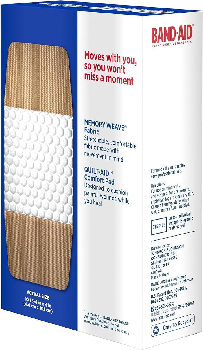Band-AID Flexible Fabric Pflaster, extra groß, 10 Stück (2er-Pack)