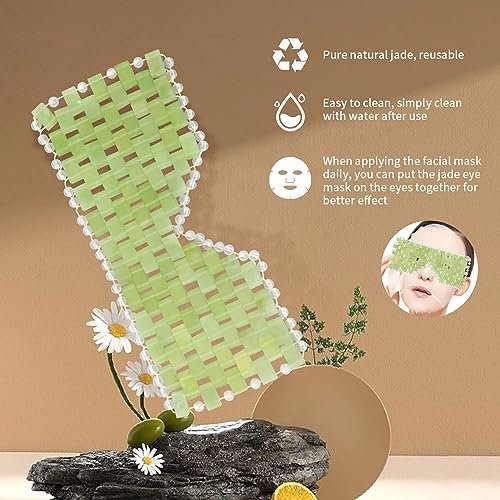 LazyGa Jade Augenmaske 2 Stück - Gesichts-Kühlmaske mit 100% echtem Jade für Kälte- & Wärmetherapie zur Reduzierung von Falten, Schwellungen, Migräne und Anti-Aging