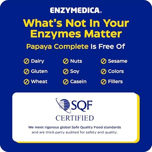 Enzymedica Papaya Complete – Kautabletten mit Papaya-Enzymen, Verdauungsergänzung für Frauen und Männer, Unterstützung der Verdauung und Darmgesundheit, hochpotentes Bromelain und Papain, vegan, glutenfrei – 120 Tabletten