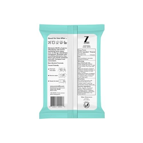 Zoviro Handdesinfektionstücher, feuchtigkeitsspendend mit Teebaumöl, ultraweiche 100% Viskose, Reisegröße, Teebaumduft, 20 Stück (10er-Pack)