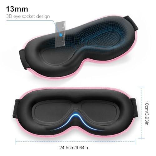 Gritin 100% Blackout Schlafmaske für Damen und Herren – Null Augeninnendruck, ergonomisches 3D-Design, ultraweich und bequem – Pink