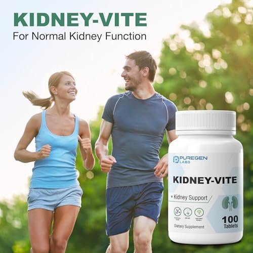 Puregen Labs Kidney-Vite | Nieren-Unterstützung & Nieren-Gesundheit | Nicht-GMO, Glutenfrei, Ohne künstliche Farbstoffe | 2er-Pack – 200 Tabletten insgesamt