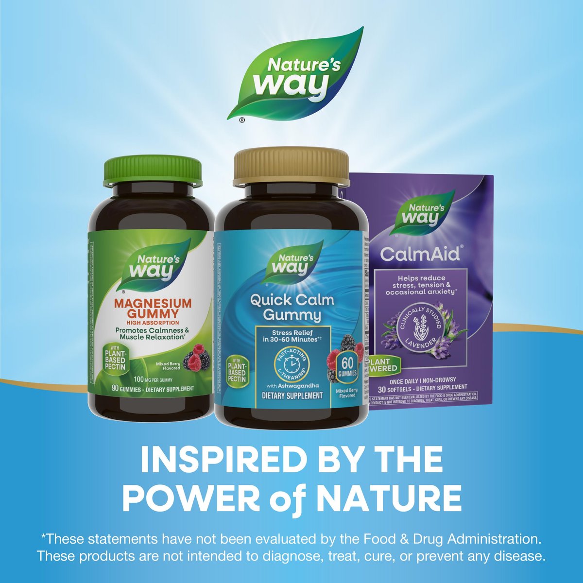 Nature's Way Quick Calm Gummis mit L-Theanin für Entspannung* und Stressabbau* – mit Ashwagandha, vegetarisch, gemischter Beerengeschmack, 60 Gummis
