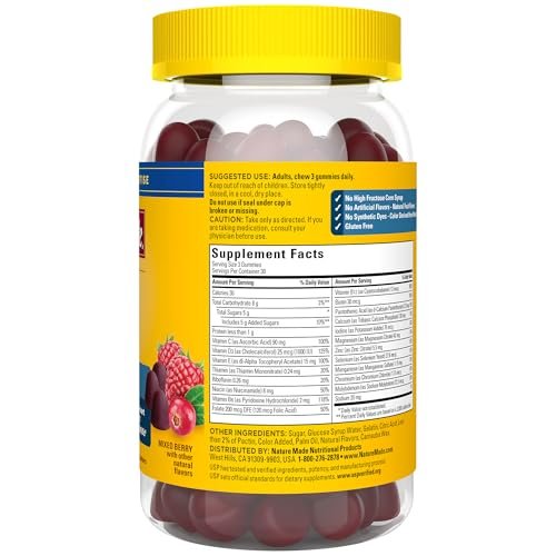 Nature Made Advanced Multivitamin Gummies für Ihn mit Magnesiumcitrat, Calcium & allen 8 B-Vitaminen – 90 Gummis, 30-Tage-Vorrat