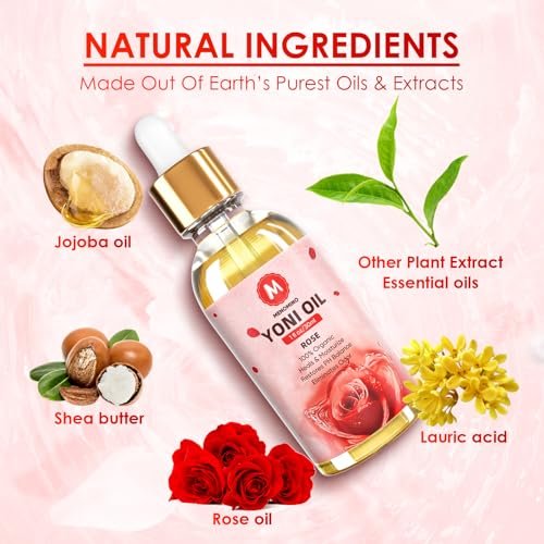 3er Pack Yoni-Öl Bio – Femininöl für den pH-Wert der Frau – Intimdeodorant – Vaginalfeuchtigkeitscreme – Beseitigt Gerüche mit natürlichem Pfirsich-, Erdbeer- und Rosenöl, 1 fl oz/Stück