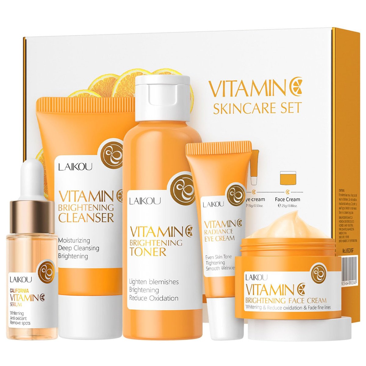 Vitamin C Hautpflegeset – Feuchtigkeitsspendende Gesichtspflege mit Reiniger, Serum, Creme, Augencreme & Toner für hydratisierte Haut & Anti-Aging - görsel 16