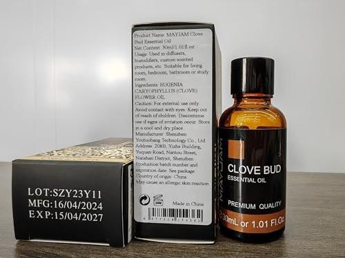 MAYJAM Gewürznelkenöl – Reines ätherisches Öl, 30 ml für Diffuser, Seifen- und Kerzenherstellung, ideal für Zuhause, Büro, Auto und Yoga