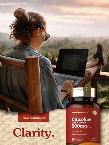 Tahoe Nutritionals Citicolin Supplement | 500mg | 120 Kapseln | CDP-Cholin | Therapeutische Qualität | Non-GMO & Glutenfrei