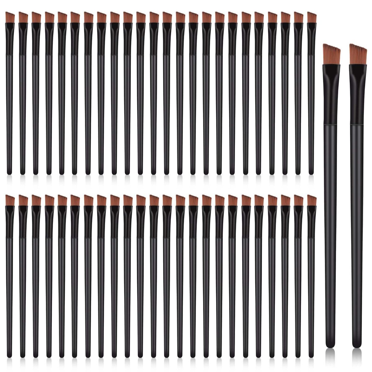 50 Stück abgewinkelte Augenbrauenbürsten, Augenbrauen-Tönungsbürste, flache, konische Augenbrauen-Concealer-Bürste, Lidschatten-Applikatorstäbchen, Einweg-Augen-Make-up-Pinsel