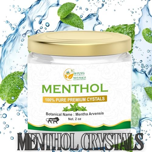Herbs Botanica Mentholkristalle (Mentha Arvensis), 100% reine Lebensmittelqualität USP für Aromatherapie, Erkältung & Verstopfung, Salben, Balsame, Cremes, Seifenherstellung & Kosmetik, 57 g
