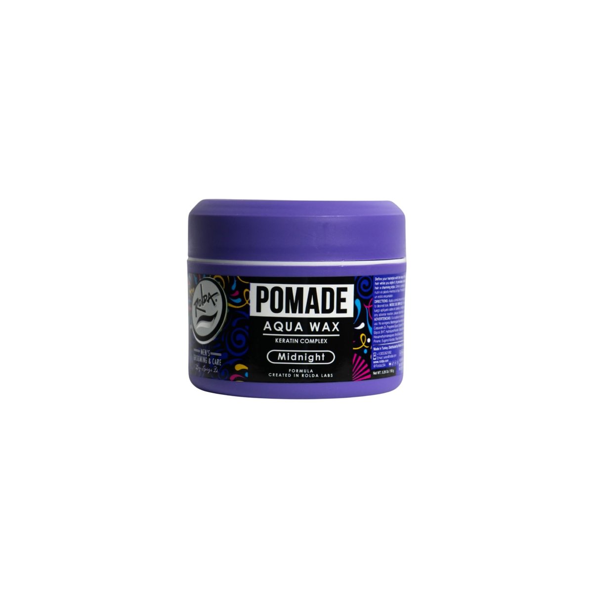 Rolda Midnight Hair Pomade für Männer – Wasserbasiert & Flake-Free – Mittlerer Halt & Glanz – Mit stärkendem Keratin-Komplex – Nicht fettend & rückstandsfrei (5,29 oz)