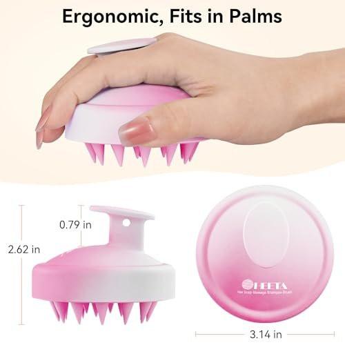 HEETA Kopfhautmassagegerät für Haarwachstum – Weiches Silikon-Scalp Scrubber Shampoo-Bürste zur Exfoliation, Schuppenentfernung & Stressabbau – Nass & Trocken für dickes, dünnes, lockiges Haar – Gradient Lila