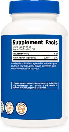 Nutricost Vitamin D2 Supplement (2000 IE) 240 Kapseln - Vegan, Nicht-GVO, Glutenfrei, Drittanbieter-getestet