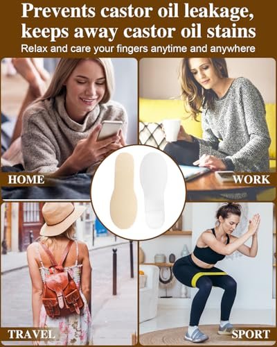 Uwbettry 10-teiliges Rizinusöl-Pack-Wrap für Finger, wiederverwendbare Rizinusöl-Kompresse für Finger und Daumen, weiche Bio-Baumwolle, selbstklebende verstellbare Fingerwickel