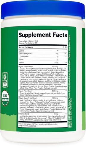 Nutricost Bio Super Greens Pulver (30 Portionen) - Superfood-Getränkemischung (30 Portionen, ohne Geschmack)