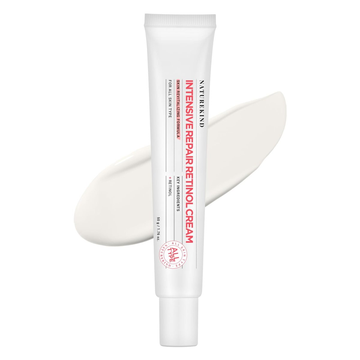 NATUREKIND Repair Retinol Creme mit liposomalem Retinol 0,1%, Bakuchiol, Retinal, Niacinamid – Anti-Aging für Gesicht, Augen, feine Linien & Falten – reines Vitamin A, Koreanische Hautpflege, 50g