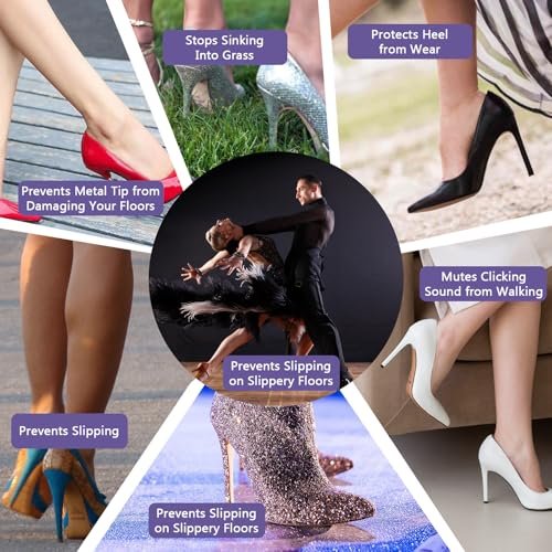 APLZGMG Absatzschutz für High Heels | U-Form 4 Größen Schwarz 12 Paar | Rutschfeste, geräuschreduzierende Absatzkappen für Stilettos und Pumps