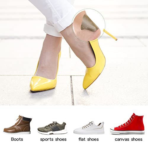 Fersenpolster für Damen und Herren, selbstklebende Fersenaufkleber, wiederverwendbare Fersenpolster für zu große Schuhe und Stiefel – 2x Schwarz + 4x Beige