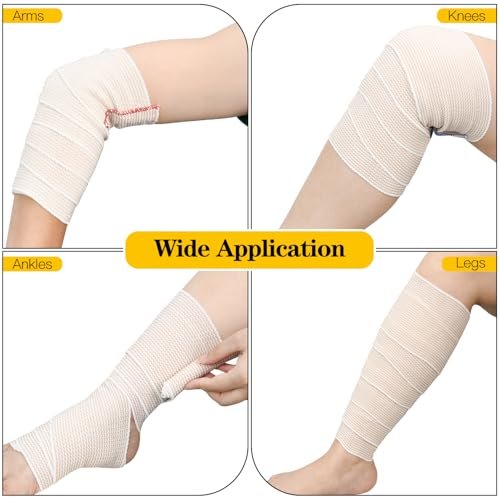 2er-Pack 4 Zoll Premium-Elastikbandage, Wiederverwendbare Klettverschluss-Kompressionsbandage für Knie, Knöchel, Handgelenke, Beine, Körper