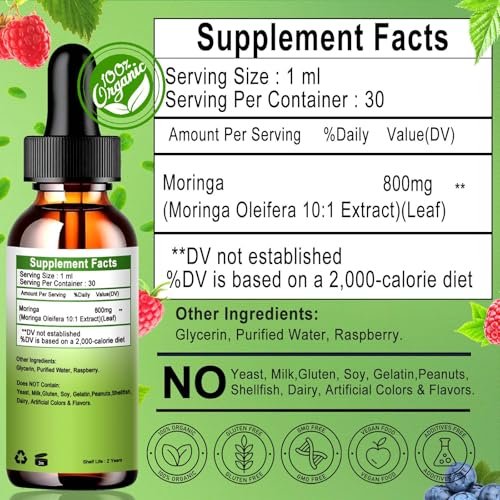Bio Moringa Flüssigtropfen für Energie, Stoffwechsel & Immunsystem – 6-fach bessere Absorption als Pulver oder Kapseln – Grünes Superfood für Frauen und Männer