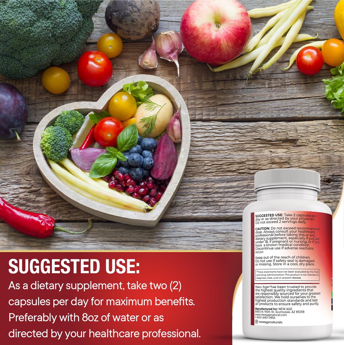 NEW AGE CoQ10 200mg mit Rotem Hefereis, Omega 3, Magnesium-Komplex, Zink, Vitamin K2 & D3 – Herzgesundheit-Unterstützung für Frauen und Männer mit Vitamin B3, Coenzym Q10 – 60 Kapseln