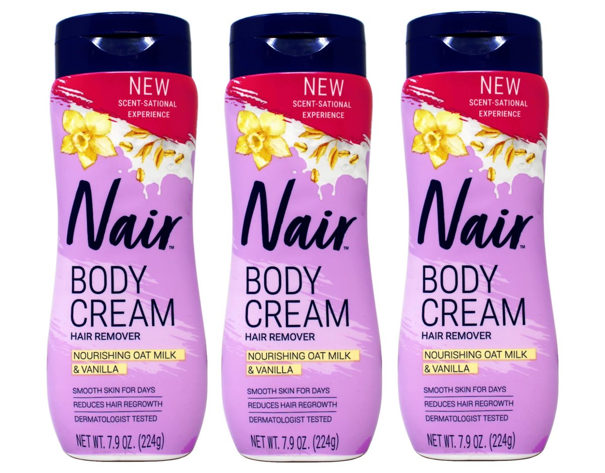 Nair Body Cream Haarentferner mit nährendem Hafermilch & Vanille, dermatologisch getestet, 7,9 oz (3er-Pack)