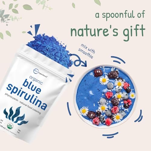 Bio Blue Spirulina Pulver (Phycocyanin-Extrakt), 30 Portionen – Kein Fischgeruch, 100% veganes Protein aus Blaualgen, Natürliche leuchtende Lebensmittelfarbe für Smoothies, Backen, Getränke & Kochen