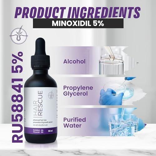 RU58841 5% + Minoxidil 5% (50 ml) Haarrettung - Herren Haarserum - Haarausfall Prävention - 45-Tage-Vorrat