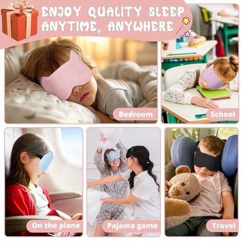 3D-Kontur-Schlafmaske für Kinder: Gedächtnisschaum-Augenmaske mit verstellbarem Band, druckfreies Schlaf-Design für Jungen, Mädchen, Teenager (Pink)
