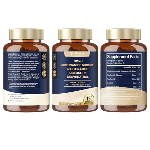 Totaria NMNH 500mg – Premium NMN-Alternative mit Niacinamid, Quercetin & Trans-Resveratrol für NAD+, Anti-Aging & Energie, 120 Kapseln